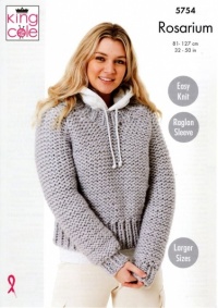 Knitting Pattern - King Cole 5754 - Rosarium Mega Chunky - Ladies Round and Stand Up Neck Sweaters